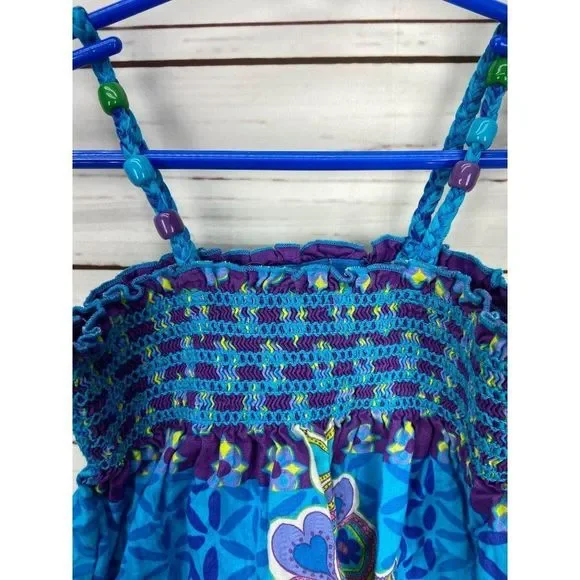 The Children's Place Size Small 5/6 Blue Green Floral‎ Butterfly Sun Dress - Picture 5 of 6